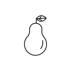 Vector isolated pear icon. Healthy eating only. Black and white illustration. Realistic style. Can be used in mobile apps, websites, advertising, etc.