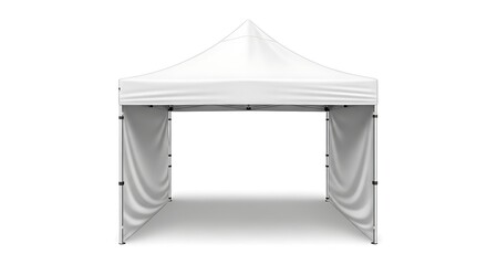 Clean White Pop-Up Canopy Tent with Open Sides on White Background.