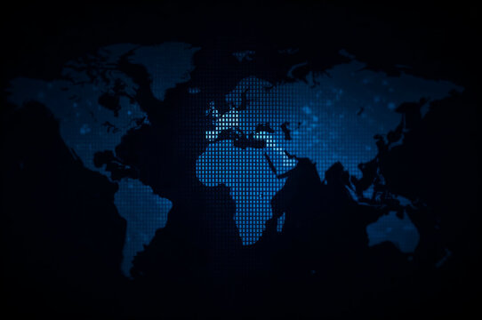 Digital world map tech data global communication futuristic network