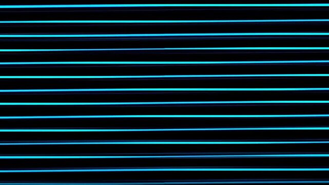 Abstract composition of horizontal neon blue lines against a black background