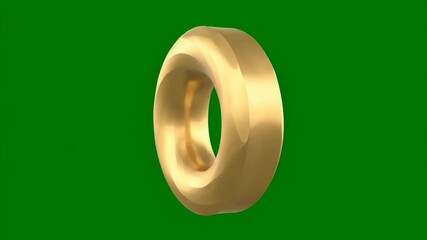 rotating golden torus shape green screen abstract - Powered by Adobe