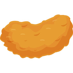 Golden Brown Chicken Nugget Isolated on Transparent Background Simple Cartoon Style Food Icon
