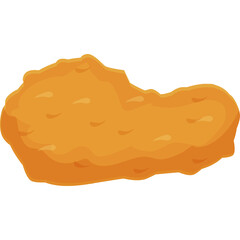 Golden Brown Chicken Nugget Isolated on Transparent Background Simple Food Illustration Realistic Texture and Shape