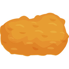 Golden Brown Crispy Chicken Nugget Isolated on White Background Simple Cartoon Illustration