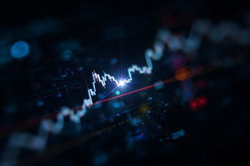 Glowing stock market chart analysis graph Financial data concept