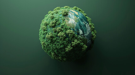 earth planet on green background