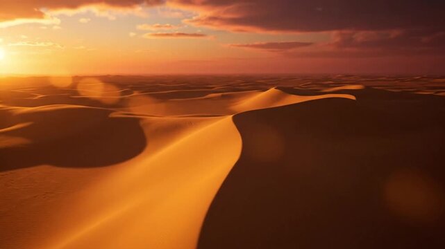Aerial View of Desert Dunes at Sunset