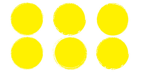 Circle grunge stamp set. Round vector isolated on white background. Yellow stamp vector. Collection for grunge badge, seal, ink and stamp design template. Round grunge hand drawn circle shape EPS 10
