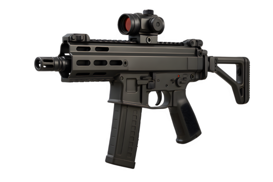 B&T APC9 Pro-K with Red Dot Sight – 3D Render, Transparent PNG