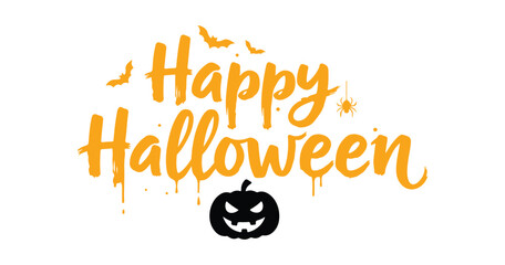 Happy Halloween! Fun holiday brush lettering for banners, posters, greeting cards, and party invites. It's all hand-drawn and simple. Check out the vector calligraphy!