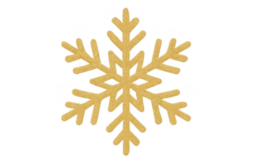 Golden glitter snowflake shining on transparent background