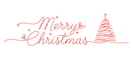 Merry Christmas card, a doodle of an abstract tree, vector created with a freehand style