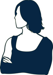 Silhouette of a thoughtful woman in deep reflection, ideal for psychology, beauty, and lifestyle themes.