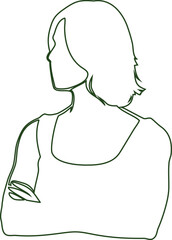 Elegant outline of a pensive woman, perfect for mindfulness, emotion, and feminine concept designs.