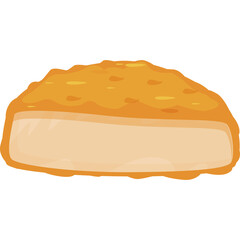 Golden Brown Fried Chicken Nugget with Crispy Texture and Light Yellow Interior Isolated on Transparent Background