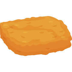 Golden Brown Square Hash Brown Patty With Textured Surface Isolated On White Background Simple Cartoon Style