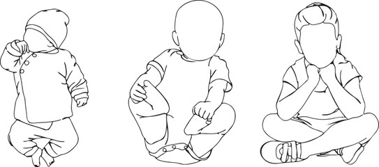baby illustration, toddler art, childhood vector, innocence design, infant drawing, family life, kid sitting, young child sketch, baby posture, parent love