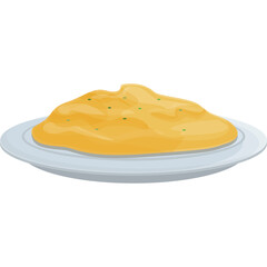 Golden Mashed Potatoes With Parsley Garnish Served On A White Plate Isolated On Transparent Background