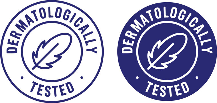 Dermatologically tested feather logo skin care product safety verified stamp seal