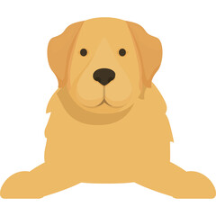 Golden Retriever Dog Sitting on Transparent Background Simple Flat Design