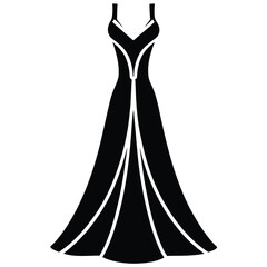 high slit satin gown vector icon