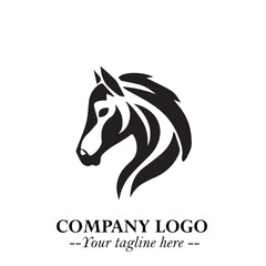 Elegant Head of Horse Logo in Black on White Background with Minimalist and Powerful Design
