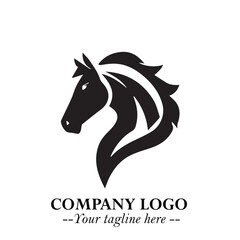 Elegant Head of Horse Logo in Black on White Background with Minimalist and Powerful Design