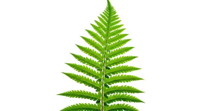 A vibrant green fern frond isolated on a clean white background 9.