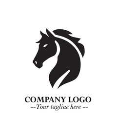 Elegant Head of Horse Logo in Black on White Background with Minimalist and Powerful Design