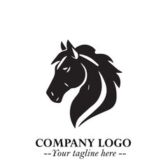 Elegant Head of Horse Logo in Black on White Background with Minimalist and Powerful Design