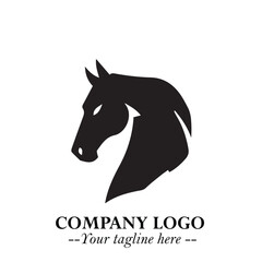 Elegant Head of Horse Logo in Black on White Background with Minimalist and Powerful Design