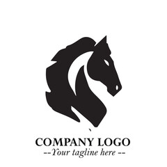 Elegant Head of Horse Logo in Black on White Background with Minimalist and Powerful Design