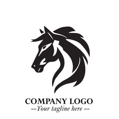 Elegant Head of Horse Logo in Black on White Background with Minimalist and Powerful Design