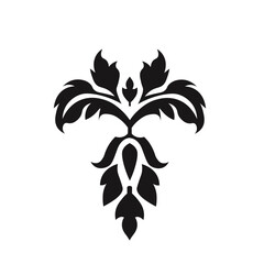 Ornamental Floral Design A classic black and white floral design element featuring elegant, curved leaves and intricate detailing. Perfect for use in decorative borders, logos
