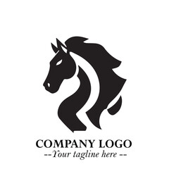 Elegant Head of Horse Logo in Black on White Background with Minimalist and Powerful Design
