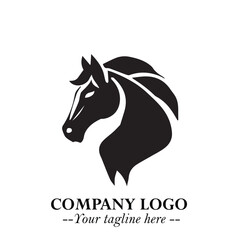 Elegant Head of Horse Logo in Black on White Background with Minimalist and Powerful Design