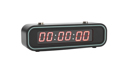Digital clock showing 000000 time isolated on transparent background