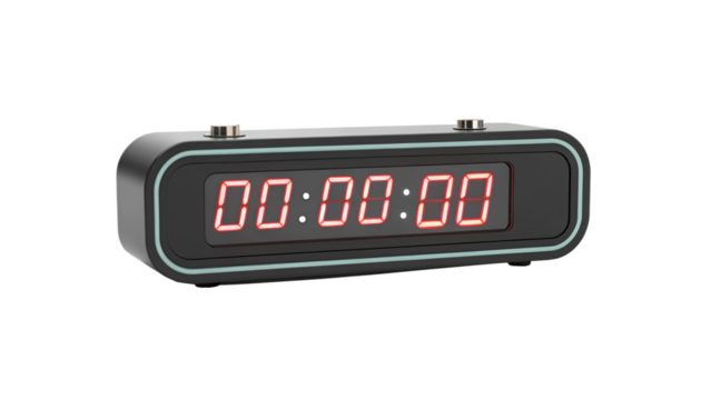 Digital clock showing 000000 time isolated on transparent background
