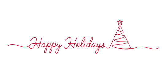 Happy holidays! New Year. Christmas tree. Vector illustration of lettering.

