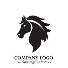 Elegant Head of Horse Logo in Black on White Background with Minimalist and Powerful Design