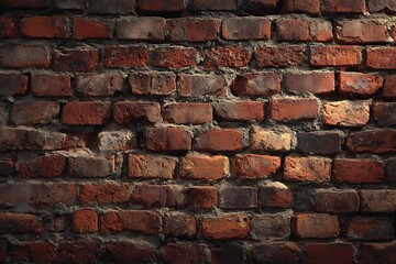 Obraz premium Old brown brick wall background, red brick texture backdrop for photo studio or digital art