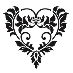 Ornamental Floral Design A classic black and white floral design element featuring elegant, curved leaves and intricate detailing. Perfect for use in decorative borders, logos
