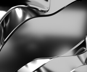 Obraz premium Abstract Wavy Metallic Surface with Reflective Silver and Gray Tones