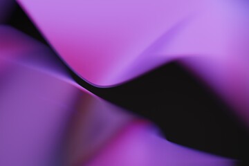 Abstract Pink and Violet Waves on Matte Black Background © Qazy