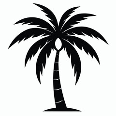 Fototapeta premium black coconut tree vector icon on white background