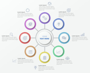 Vector illustration. Neomorphism style circular chart. Infographics.