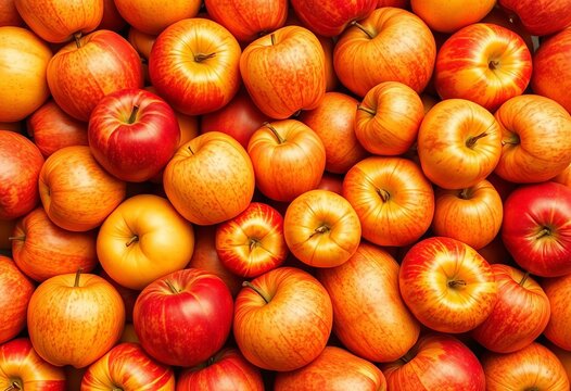 Infinitely repeating apples forming a seamless pattern, red, background