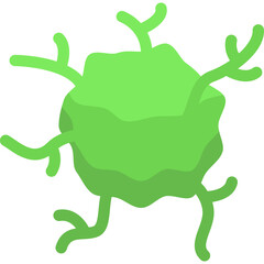 Green Cell With Branching Structures Isolated On White Background Simple Vector Illustration Medical Scientific Biology Healthcare Concept