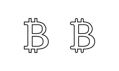 Bitcoin outline logo. Blockchain currency and crypto coin icon