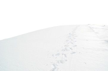 snow ice winter footprints path trail top peak mountain